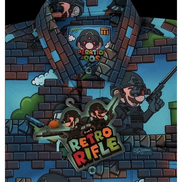 Retro Rifle Other - Retro Rifle "Operation Bros" Mario Theme Button Down‎ Shirt -  Men's- XL Tall